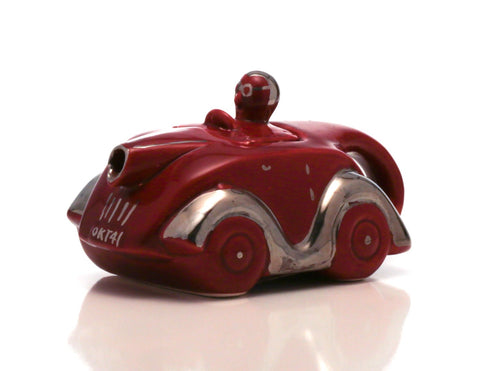 Miniature  OKT41 racing car teapot maroon colourway only 4.5" x 2.5" x 2.5"