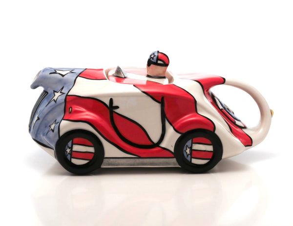 Stars and Stripes USA Racing Car Teapot