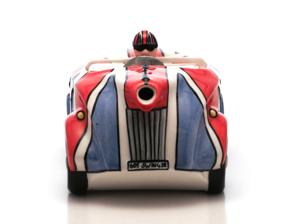 Union Jack racing car teapot front