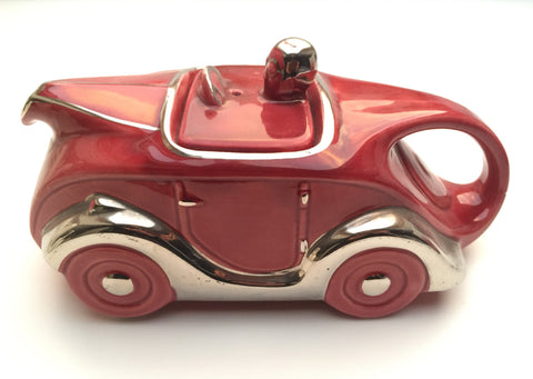 Sadler Car Teapot deep Red Maroon colourway