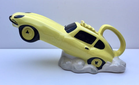 E Type Jaguar Teapot Yellow Coopercraft