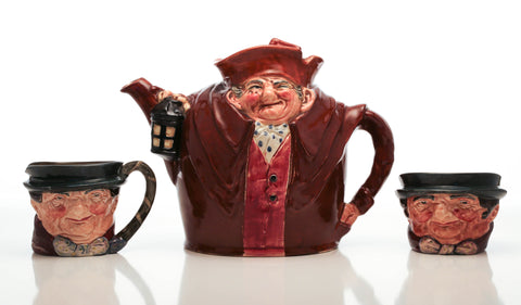 Royal Doulton Dickensian Teapot set featuring Old Charley