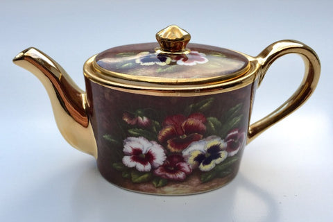 Miniature Aylesford porcelain Teapot 'summer pansy'