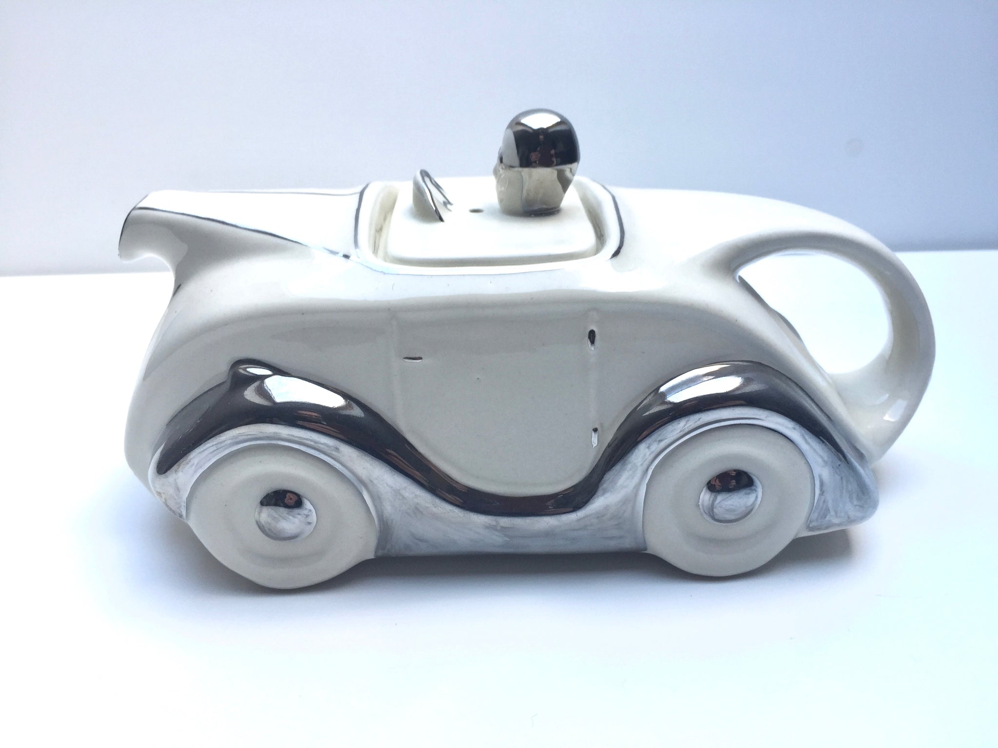Racing Car Teapot in White colourway from Racing Teapots