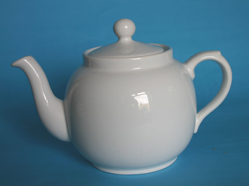 Standard 6 cup white earthenware teapot