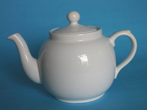 Standard 6 cup white earthenware teapot